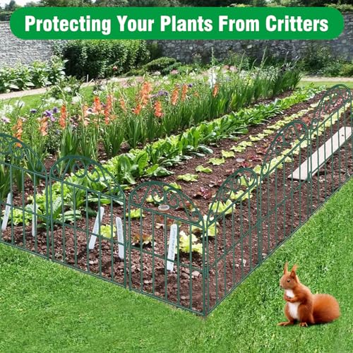 20 Panels Collapsible Garden Fence Animal Barrier, 22 Ft x 24 in Rustproof Metal Wire Panel, Green O1876