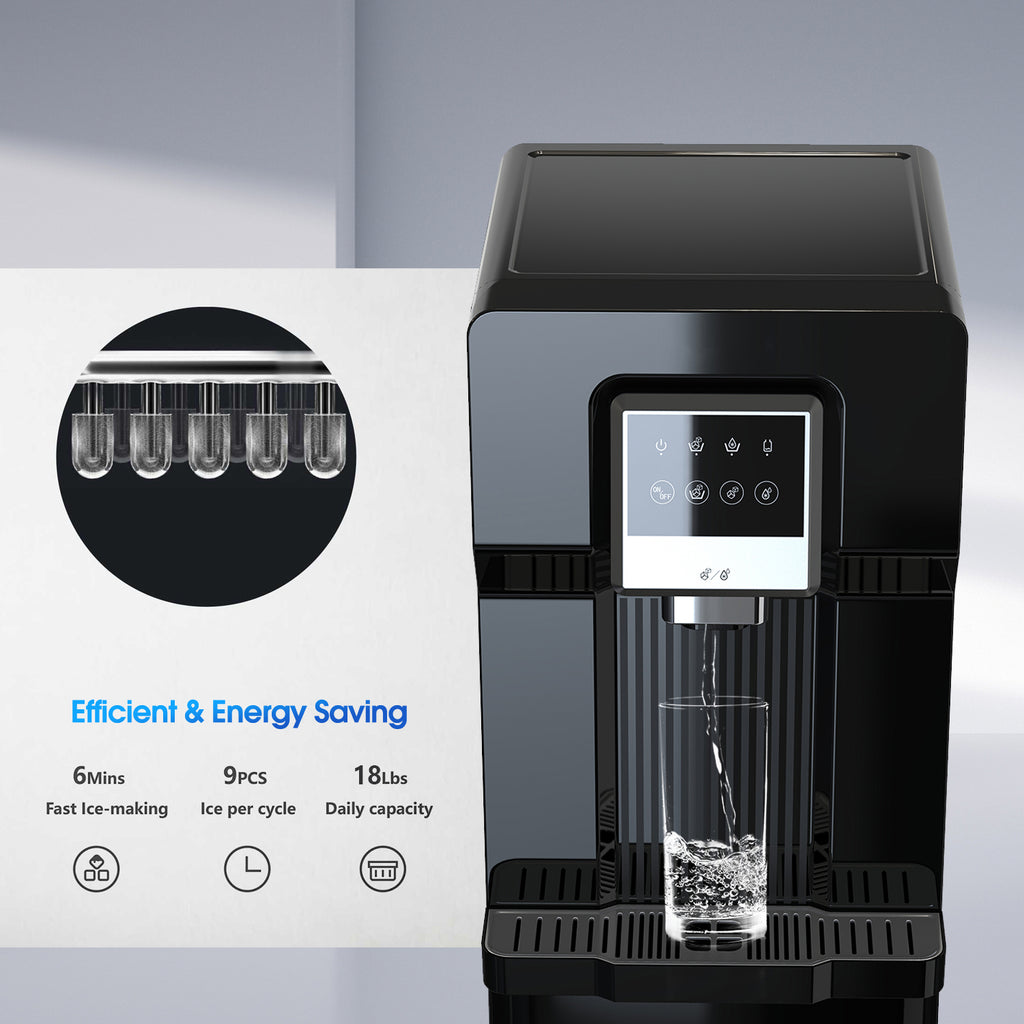Bottom Loading Water Cooler Dispenser with Ice Maker for 3 Gallon Bottle Black L629795