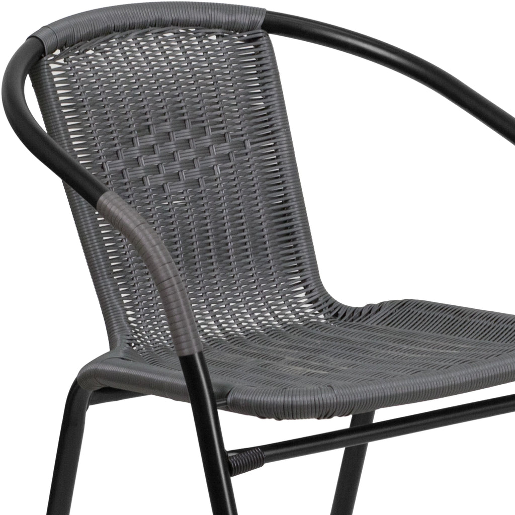 2 Pack Gray Rattan Stack Chair E8581