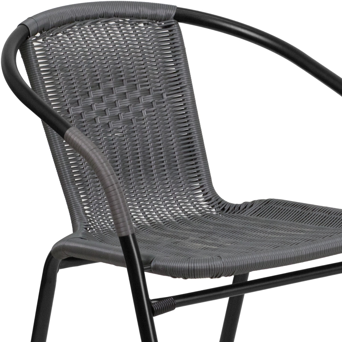 2 Pack Gray Rattan Stack Chair E8581