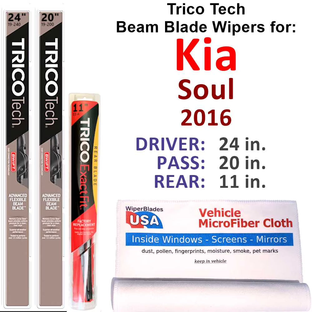 Beam Blade Wipers Set of 3 with Rear Wiper V31103