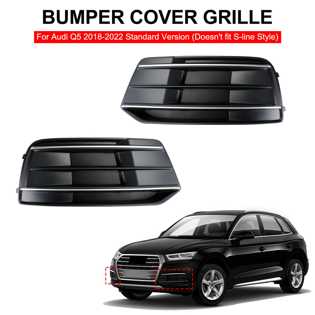 Front Bumper Cover Grille Bezel Insert for Audi Q5 2018-2022 Black/Chrome I499