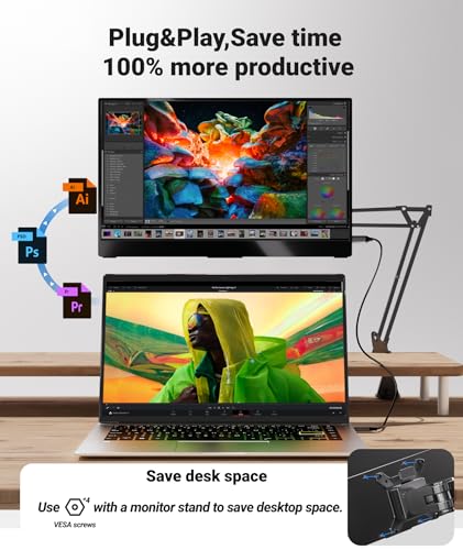 15.6 Inch FHD IPS Portable Monitor with Adjustable Stand T831675
