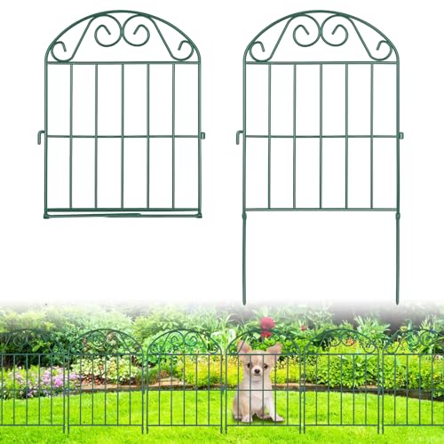 20 Panels Collapsible Garden Fence Animal Barrier, 22 Ft x 24 in Rustproof Metal Wire Panel, Green O1876