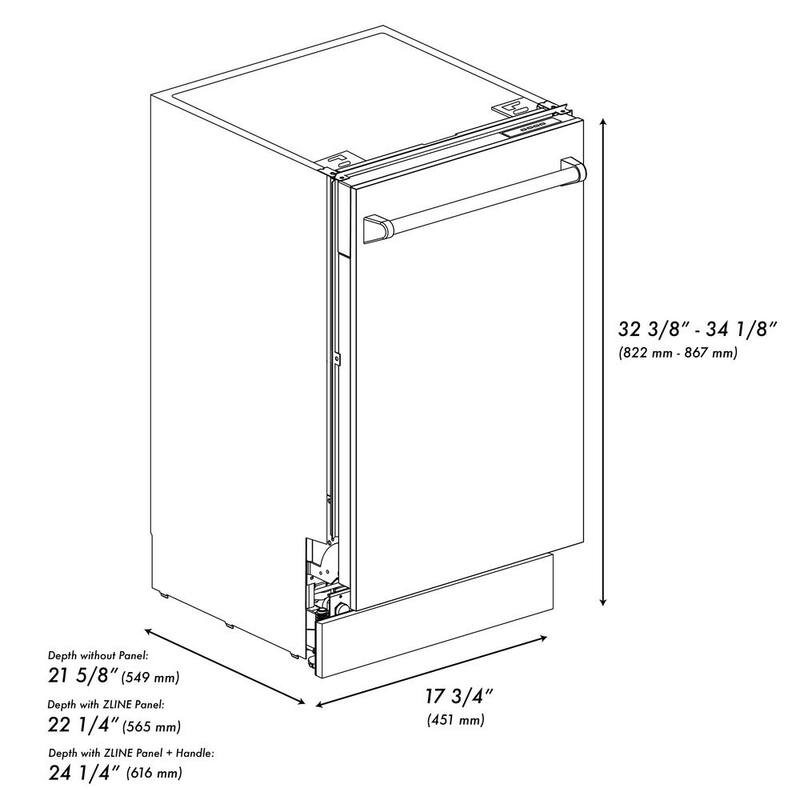 18 in. 8-Cycle Tall Tub Dishwasher with 3rd Rack in Black Stainless Steel C824784