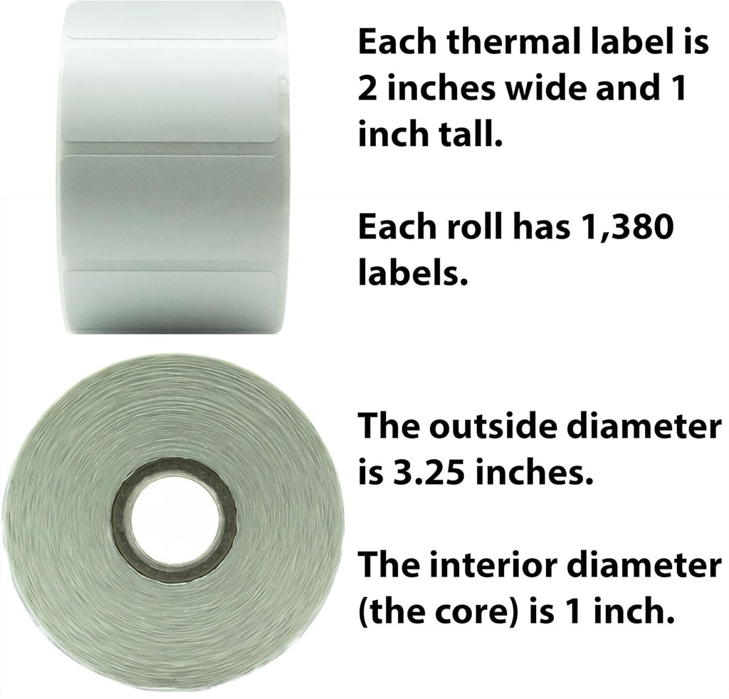 2x1 Direct Thermal Label 12 Pack Perforated Self-Adhesive Stickers Y860144