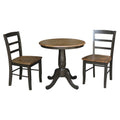 3-piece Solid Wood Dining Set with Round Pedestal Table and 2 Ladder Back Chairs P591813