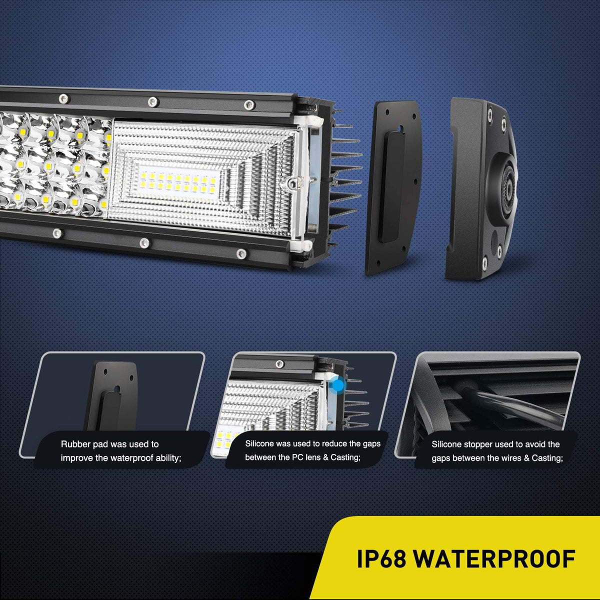 32Inch 378W Triple Row LED Light Bar Flood Spot Combo Pack of 2 I3999