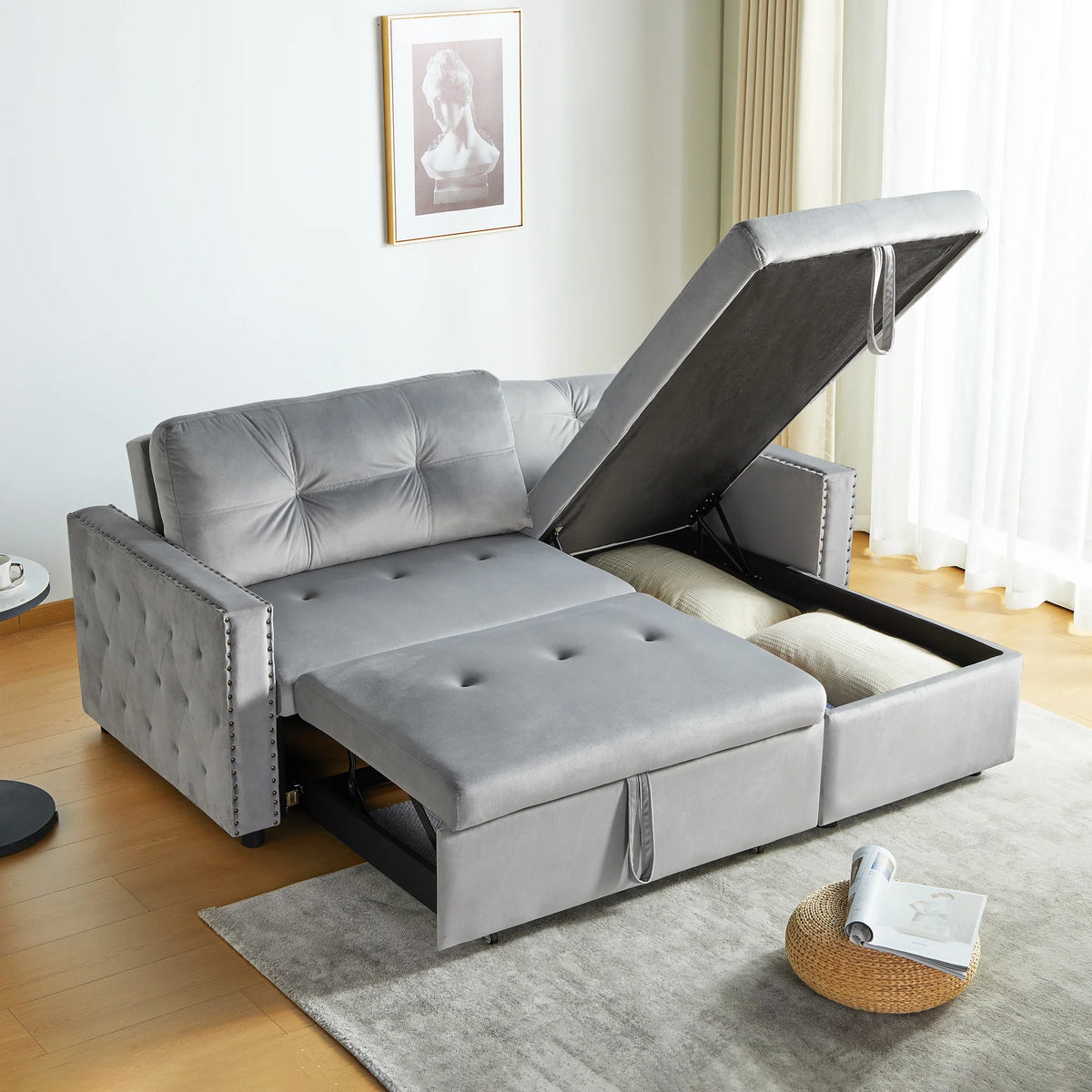 King Size L Shaped Sofa Bed with Storage H448