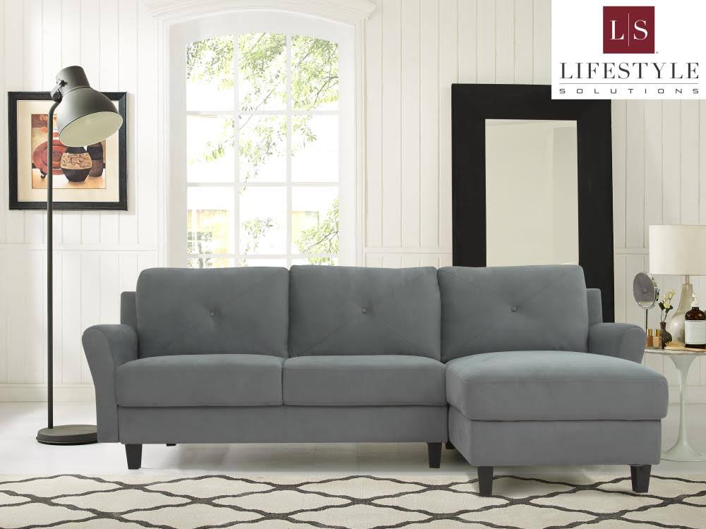 Dark Gray Fabric Sectional Sofa with Curved Arms G73787