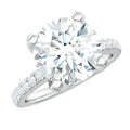 18K White Gold Moissanite Solitaire Engagement Ring with Side Stones B4160