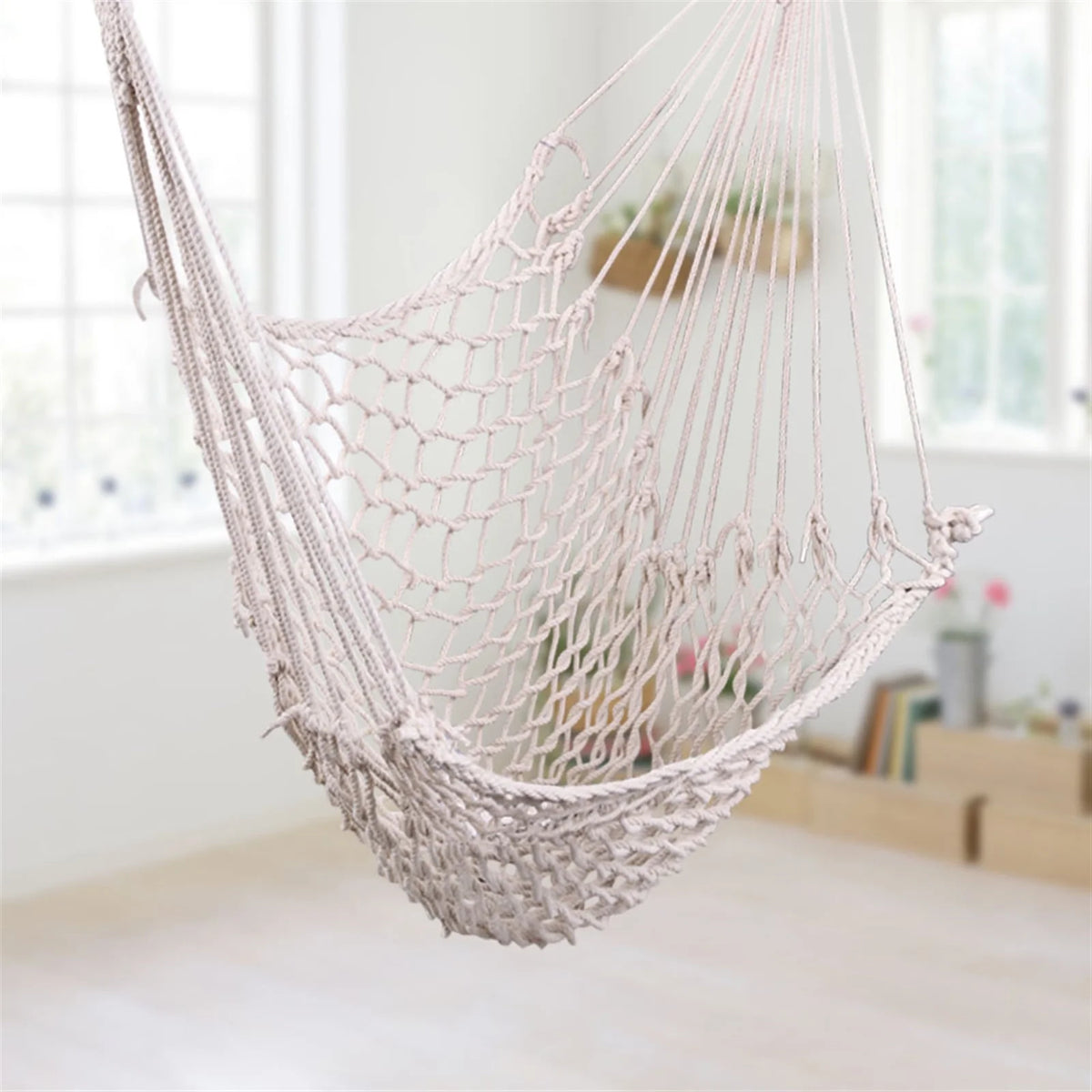 Beige Hanging Rope Air/Sky Chair Swing X58780