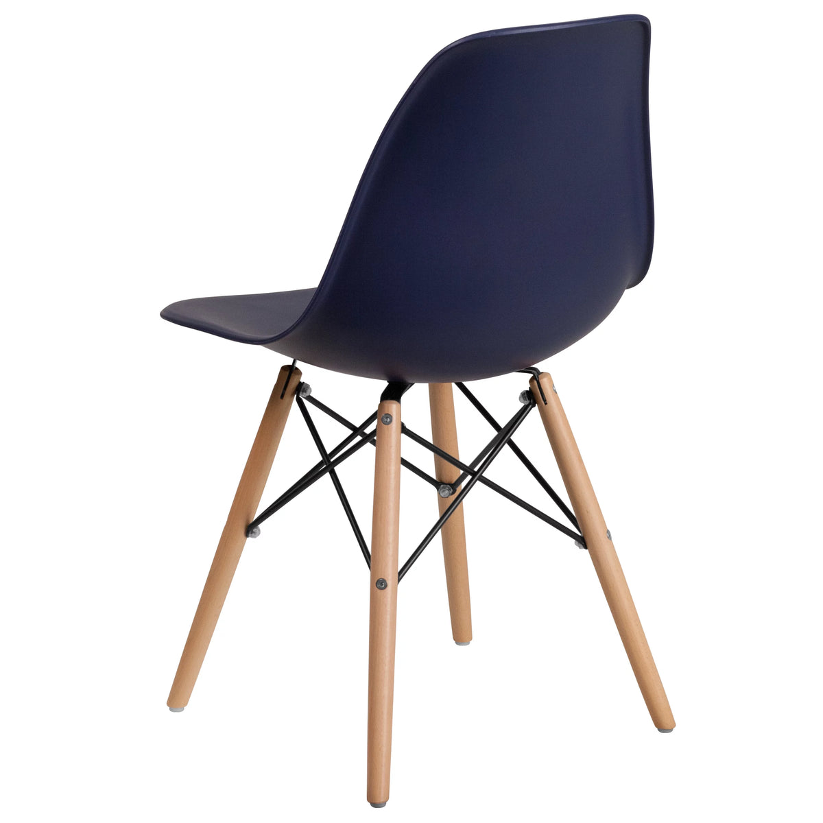 2 Pack Navy Plastic Chair with Wooden Legs K316