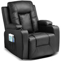 Black Swivel Rocker Recliner Chair with Cup Holders K28346