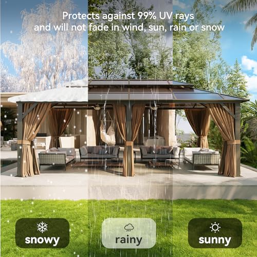 12'x10' Aluminum Hardtop Gazebo with Curtains and Netting Q259