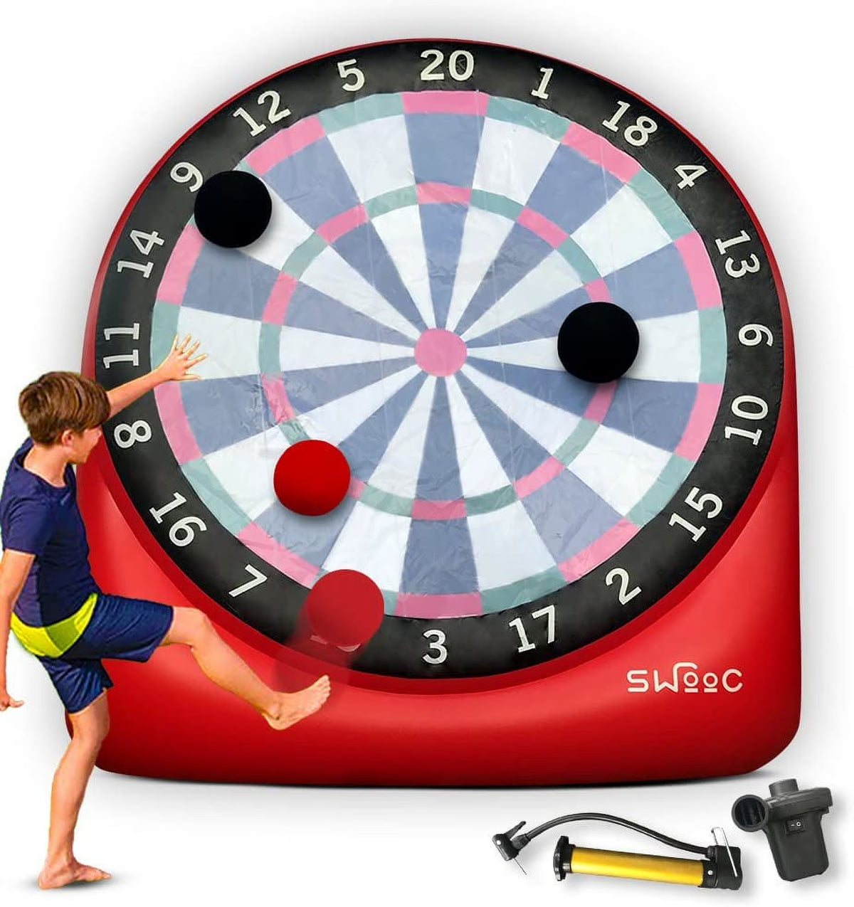 Giant Inflatable Outdoor Dartboard with Soccer Balls, Air Pump & Score Card V477