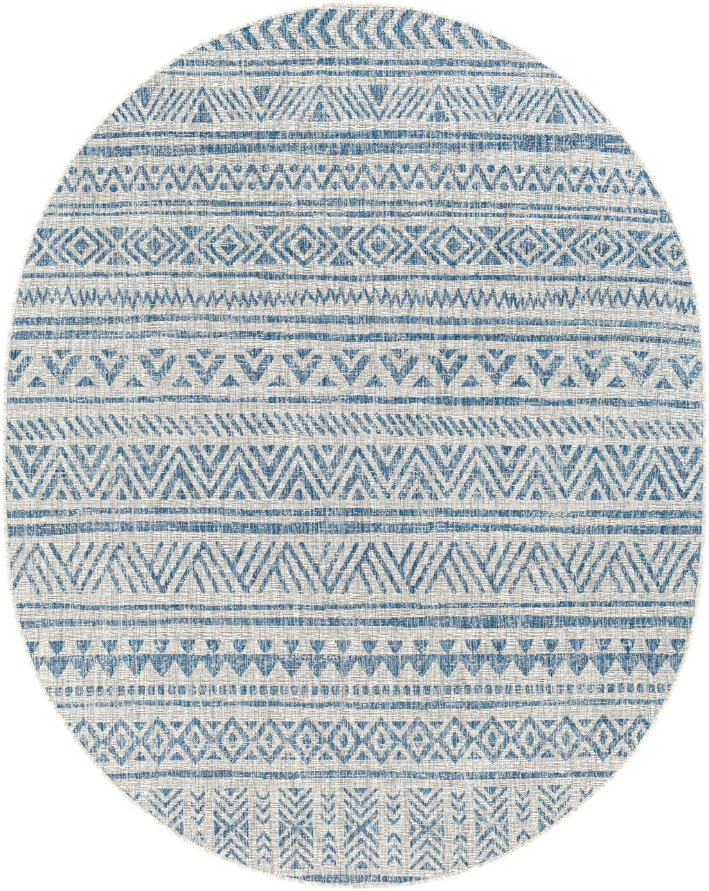 Dark Blue Oval Outdoor Area Rug I537
