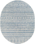 Dark Blue Oval Outdoor Area Rug I537