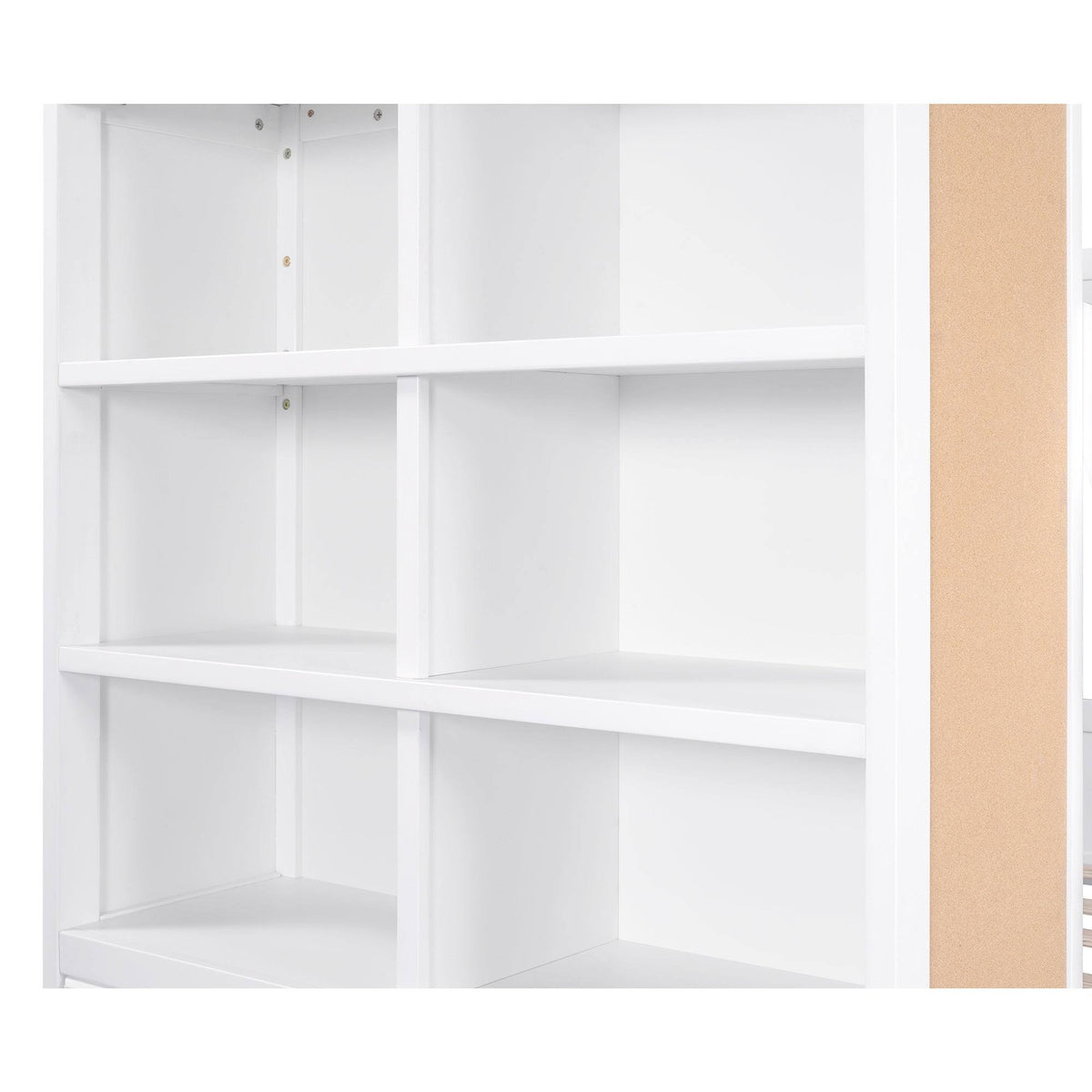 White Twin Over Twin Bunk Bed with Bookcase and 2 Drawers G8698