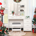 Large Vanity Set with 10 LED Lights, 3-Drawer Chest, Cushioned Stool, White E603122