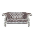 Ivory Velvet Love Seat Sofa with Toss Pillows S9149