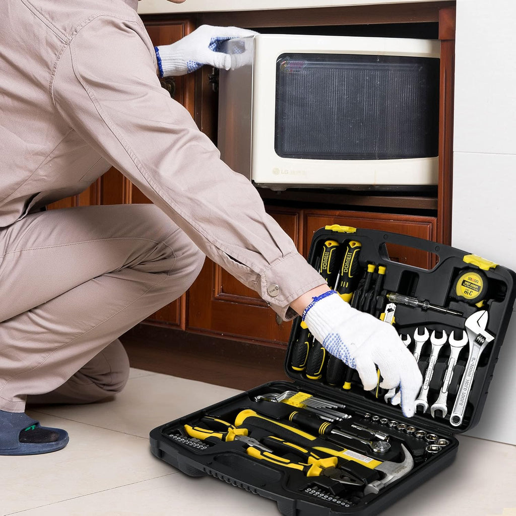 61-Piece Mechanic Tool Set with Plastic Tool Box Storage Case F27200