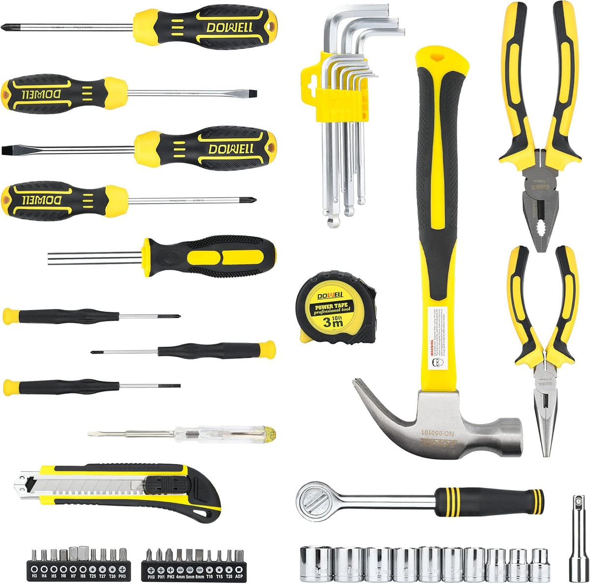 61-Piece Mechanic Tool Set with Plastic Tool Box Storage Case F27200