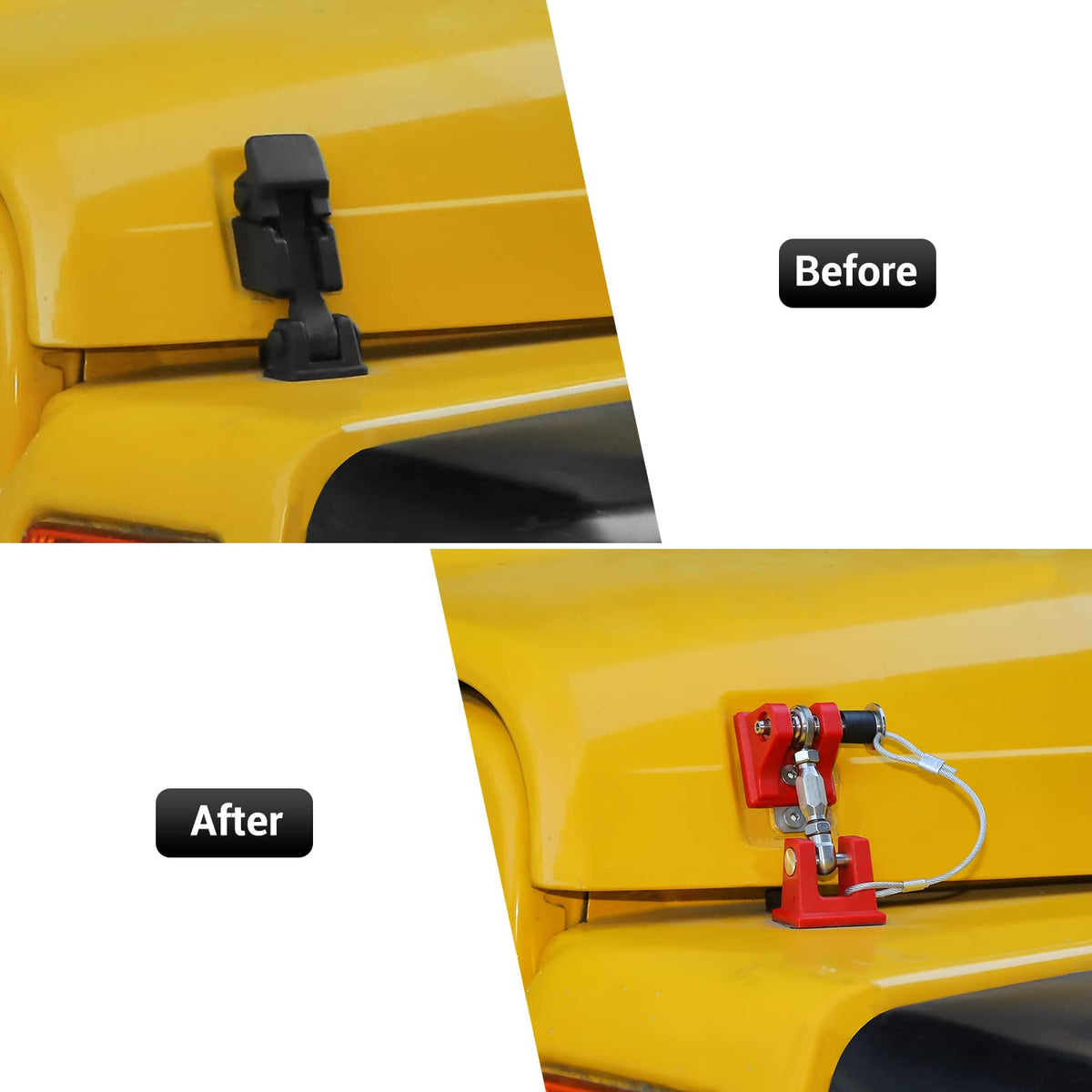 Red Aluminum Alloy Hood Latch Kit for Jeep Wrangle TJ, Pack of 2 T54067