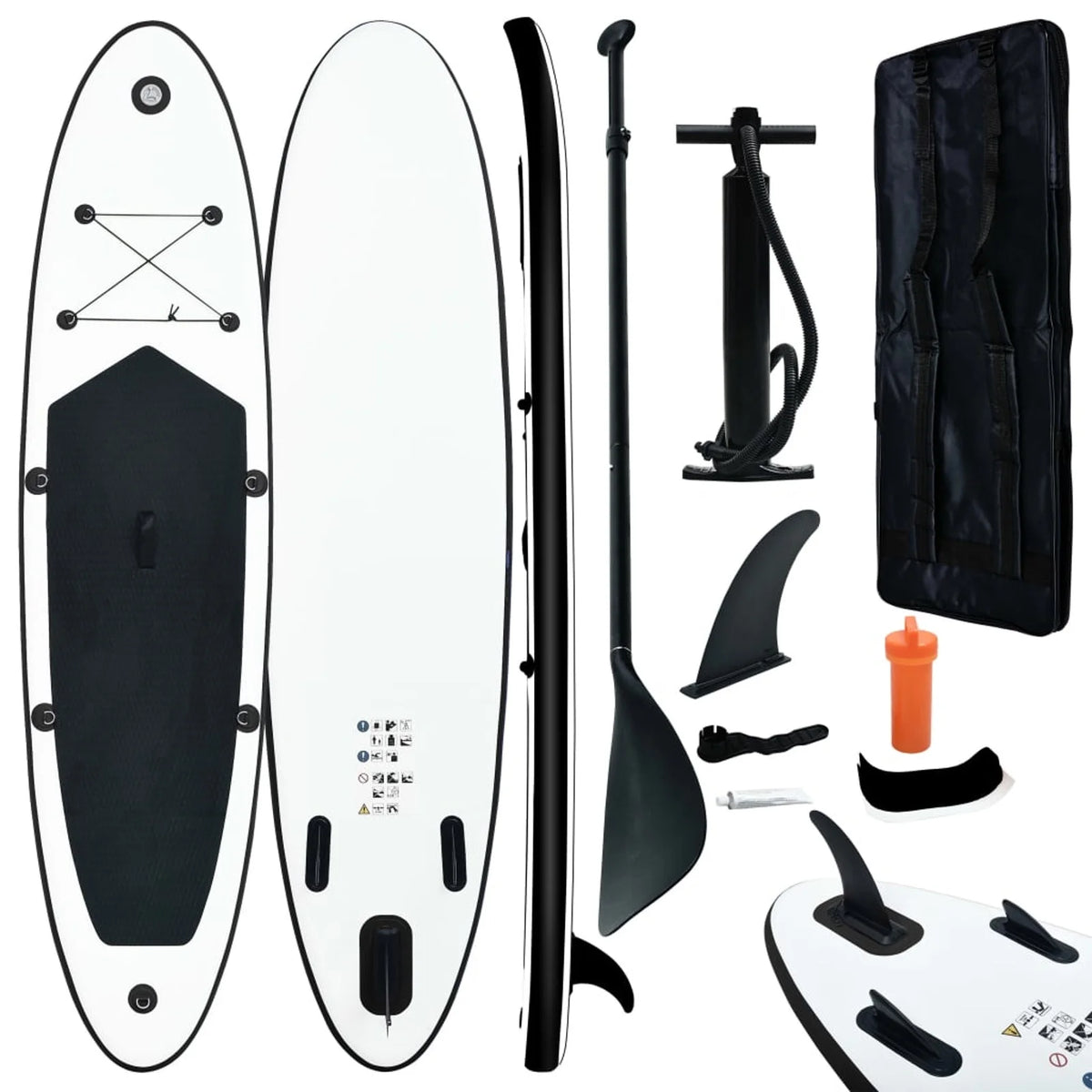 Inflatable Paddleboard Set Black and White M244682