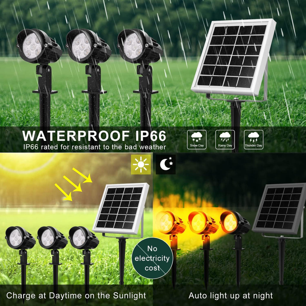 4-in-1 Solar Landscape Lights, IP66 Waterproof, 2700K/4000K/6000K H68288