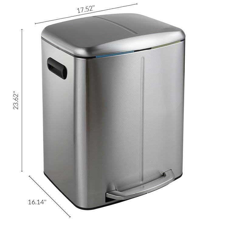 White 10.5-Gallon Double Bucket Trash Can with Lid B7382