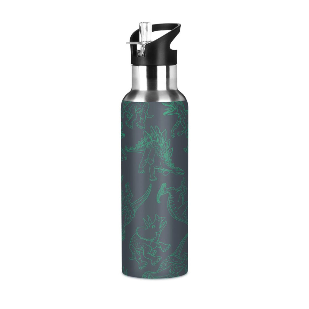 Green Drawn Stainless Steel Insulated Water Bottle with Straw Lid U58612