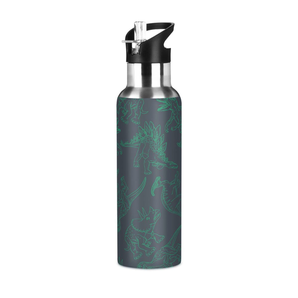 Green Drawn Stainless Steel Insulated Water Bottle with Straw Lid U58612