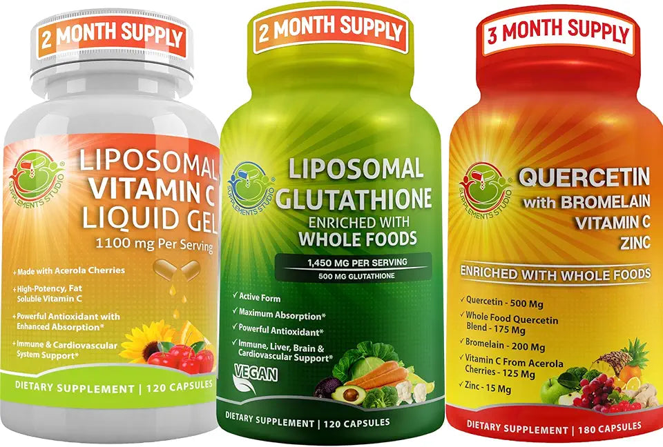 Liposomal Glutathione 500mg Vitamin C Quercetin Bromelain Zinc Supplement Y879376