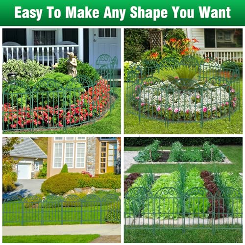 20 Panels Collapsible Garden Fence Animal Barrier, 22 Ft x 24 in Rustproof Metal Wire Panel, Green O1876