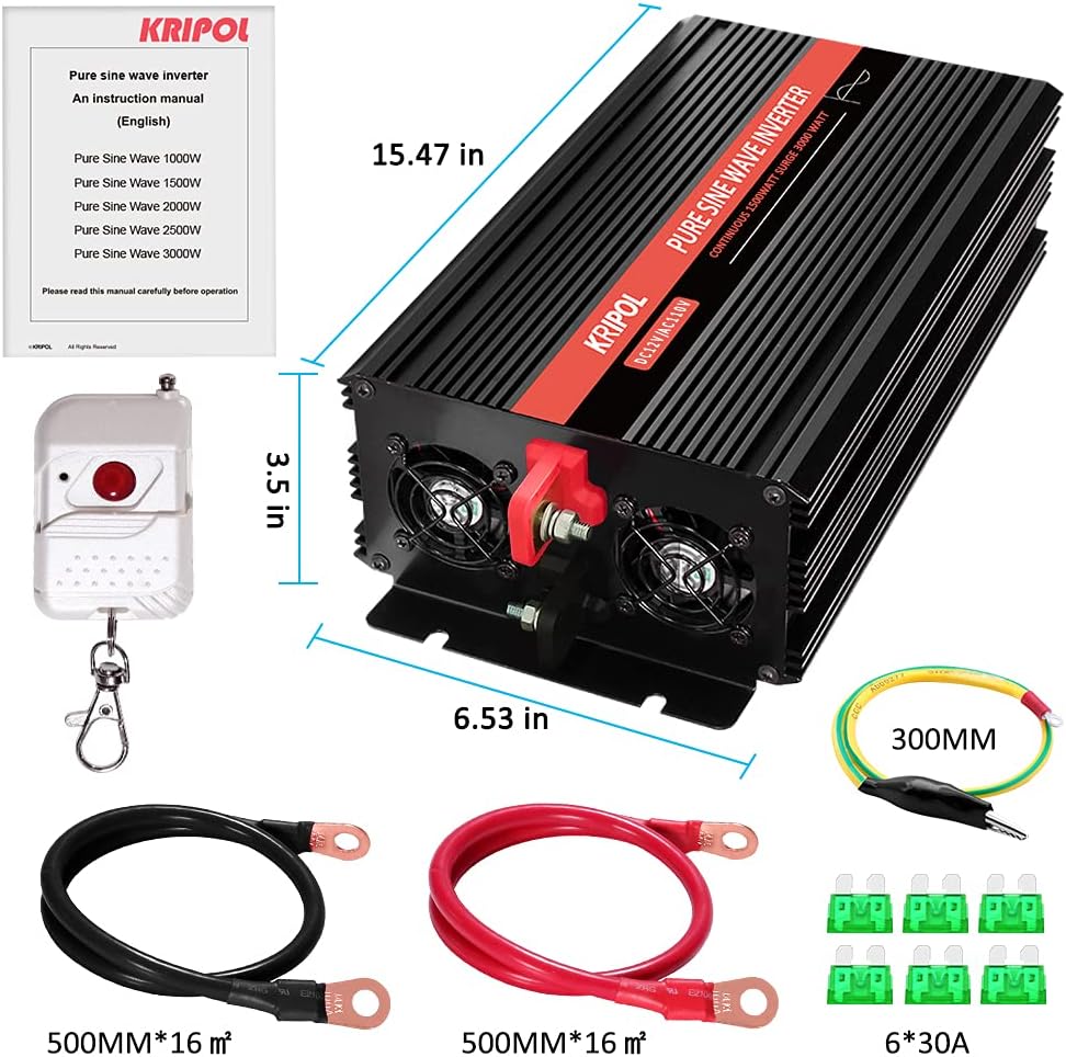 2000 Watt 12V DC to 110v/120v AC Power Inverter with 4 AC Outlets and USB Output Y968791