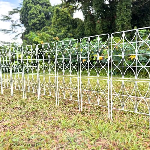 White Metal Wire Decorative Garden Fence 10 Panels D75342