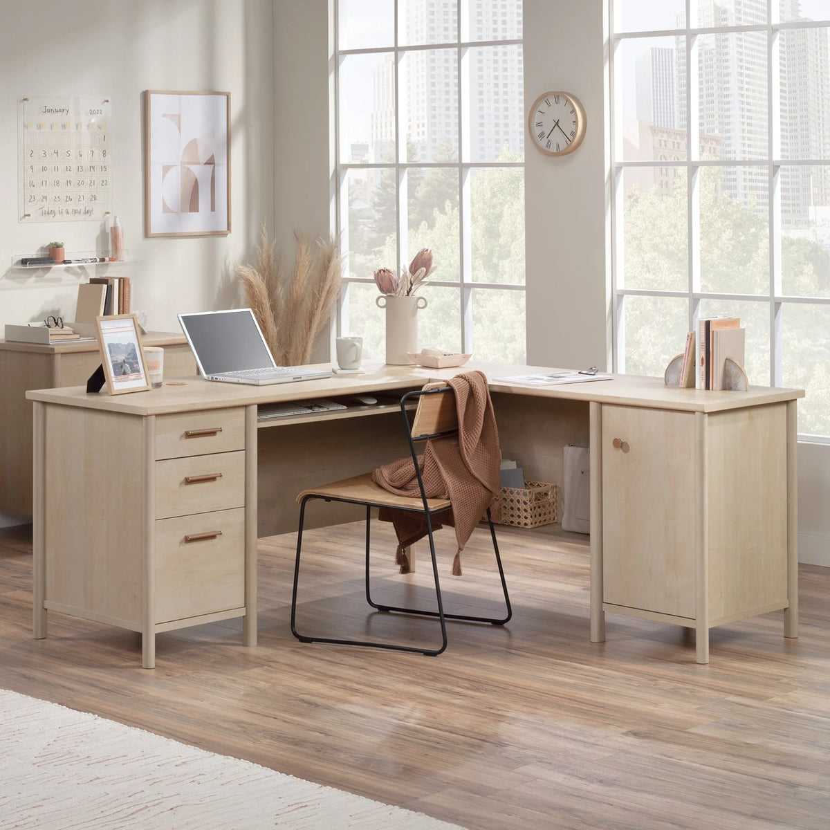 L-Desk in Natural Maple Finish U67957