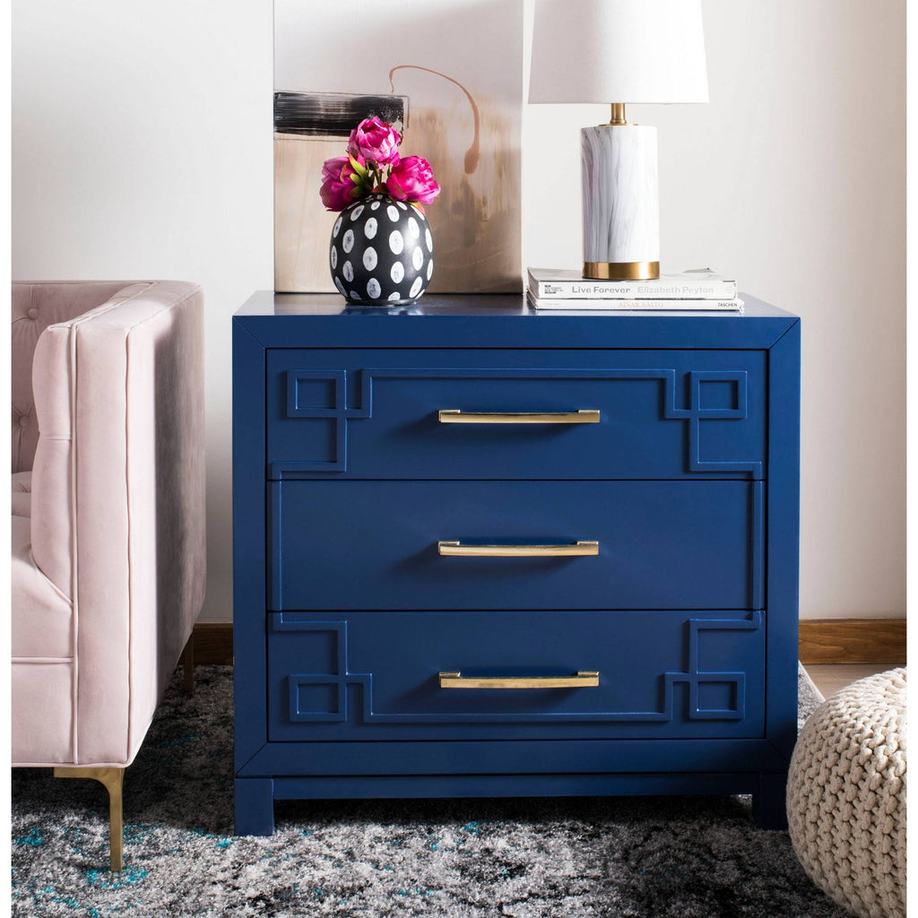 Blue/Gold 3 Drawer Chest L9362
