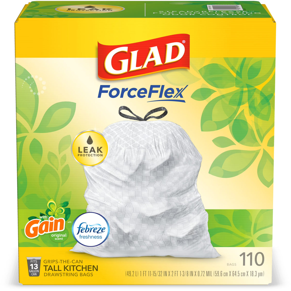 13 Gallon White Drawstring Trash Bags, 110 Count Z54884