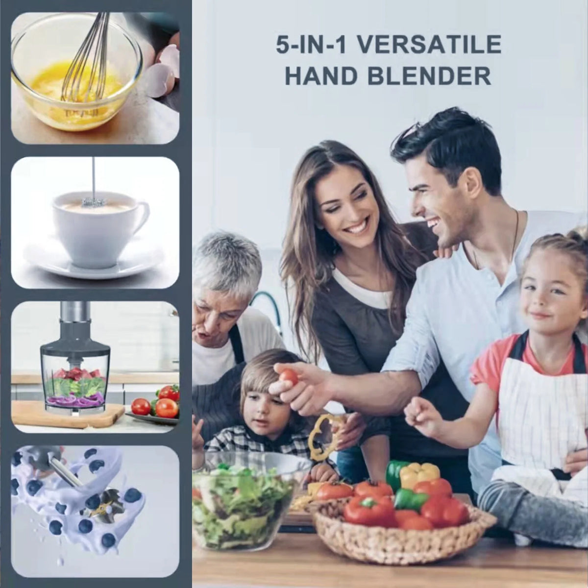 5-in-1 Hand Blender Stick Blender with Adjustable Speeds E420
