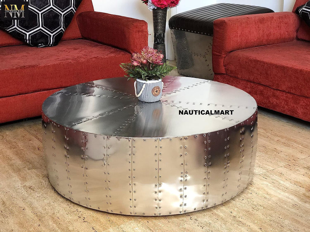 Aluminum Drum Shaped Coffee Table Z888