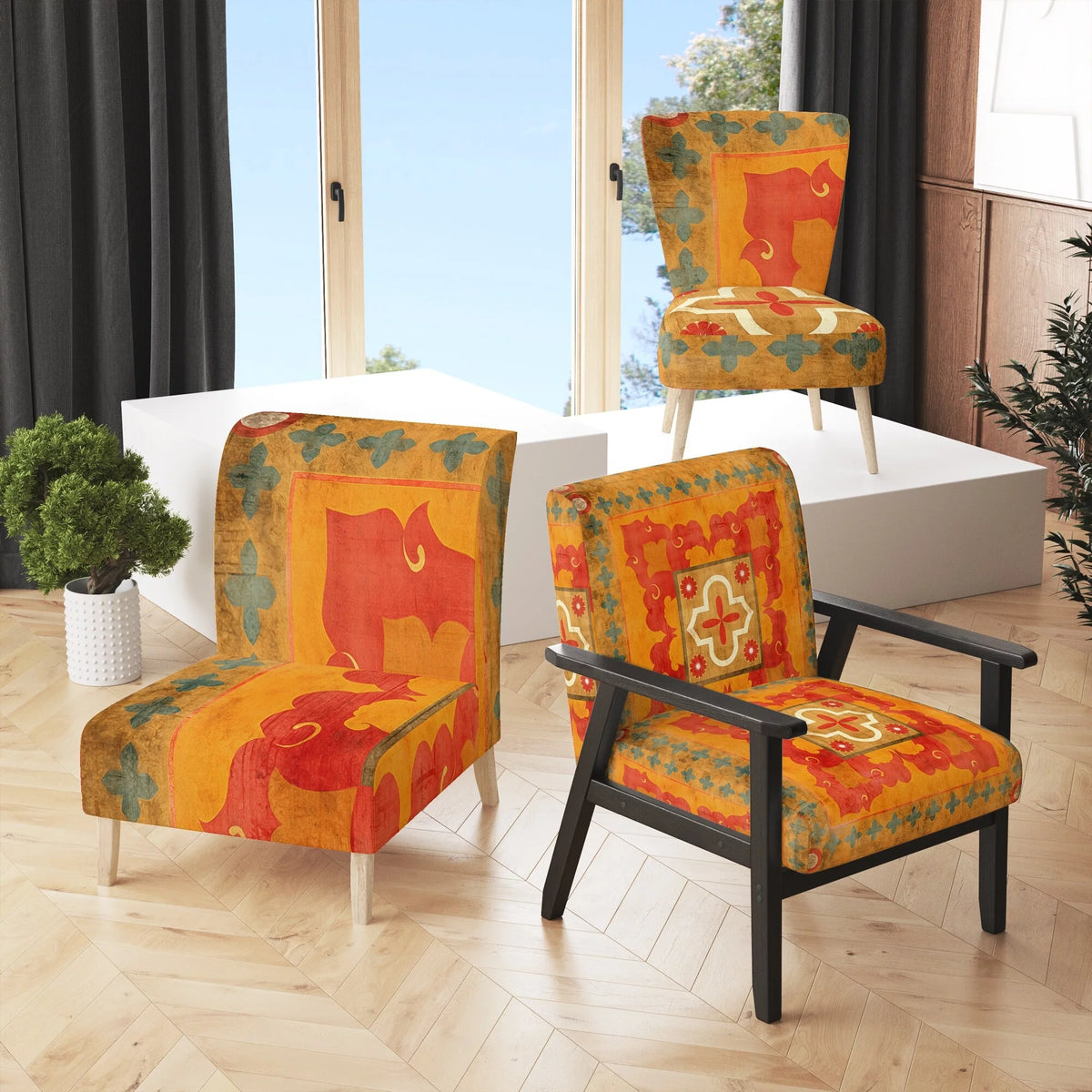 Orange Upholstered Accent Chair D1600