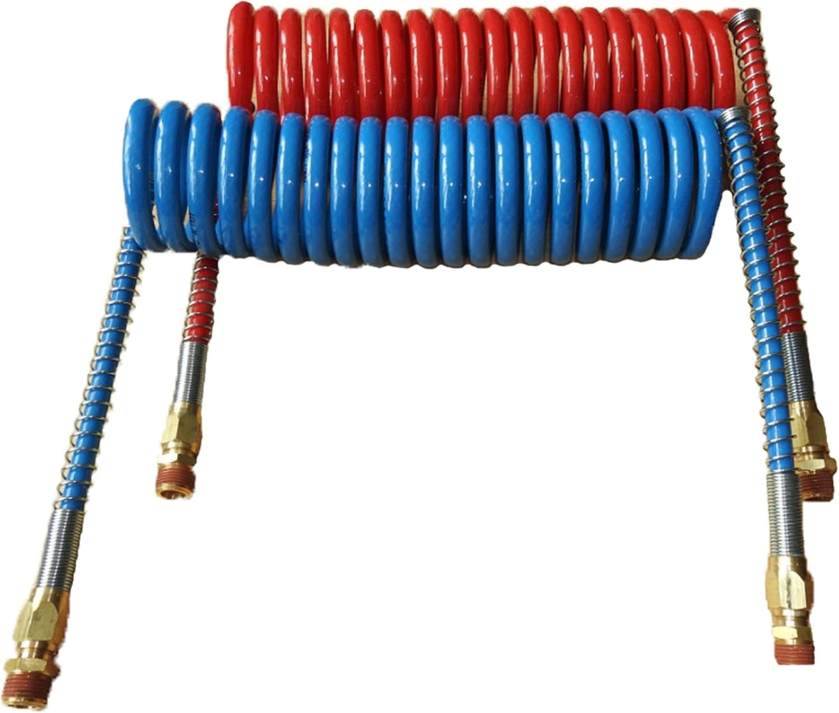 COILED AIR SET LINE ASSEMBLY RED & BLUE TRUCK TRAILER BRAKE COIL SET, 15' LENGTH; 2 X 12" LEADS Pack of 2 P510802
