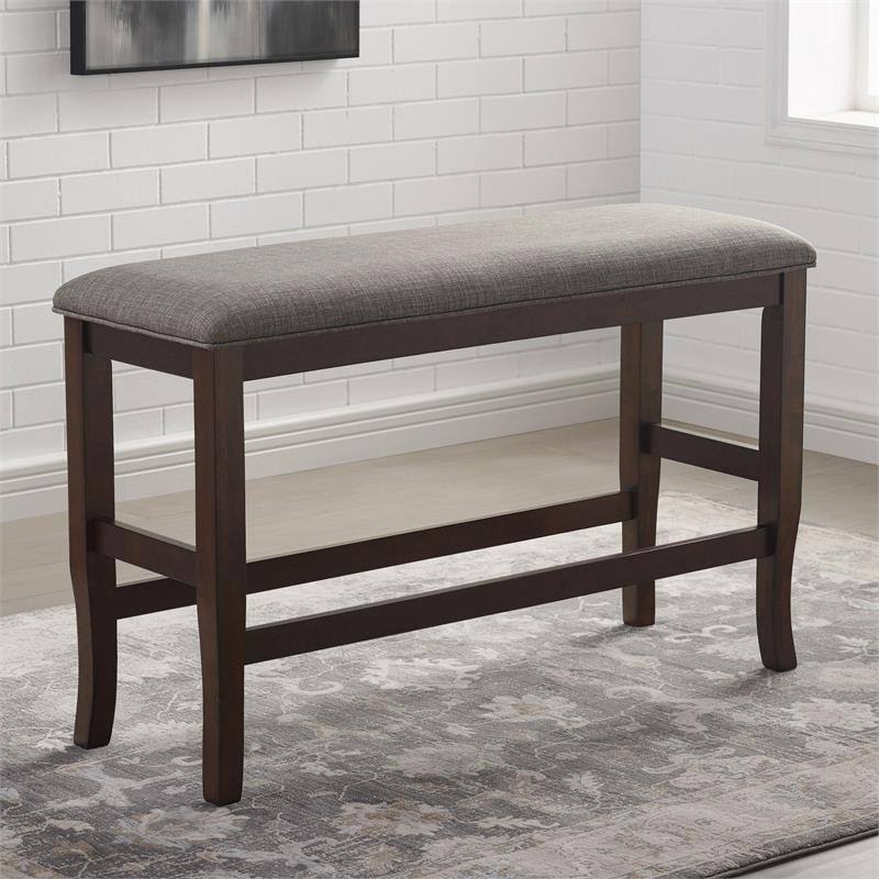 Oak Fabric Counter Height Dining Bench U8752