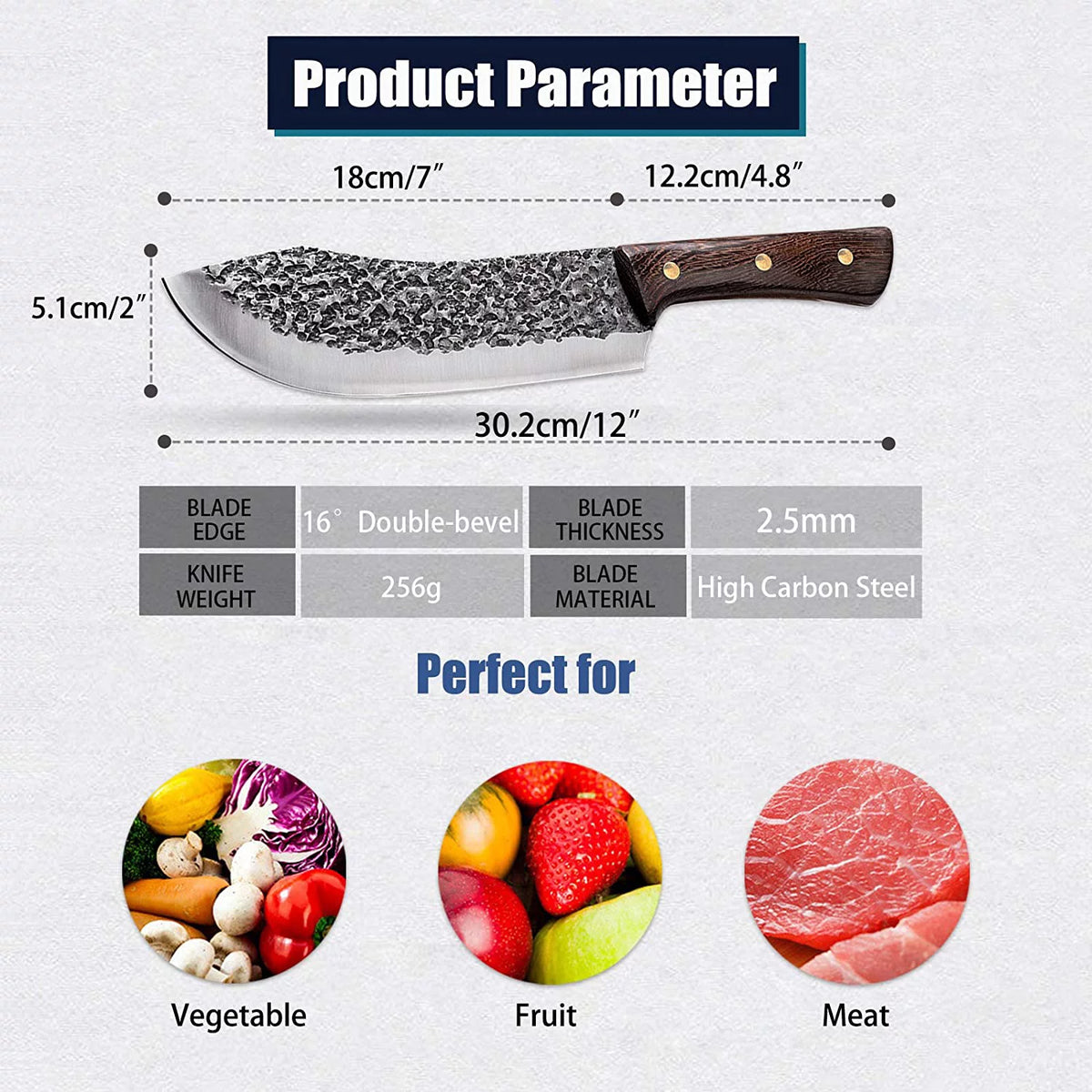 7 Inch Full Tang Forged High Carbon Steel Chef Knife with Sheath M459