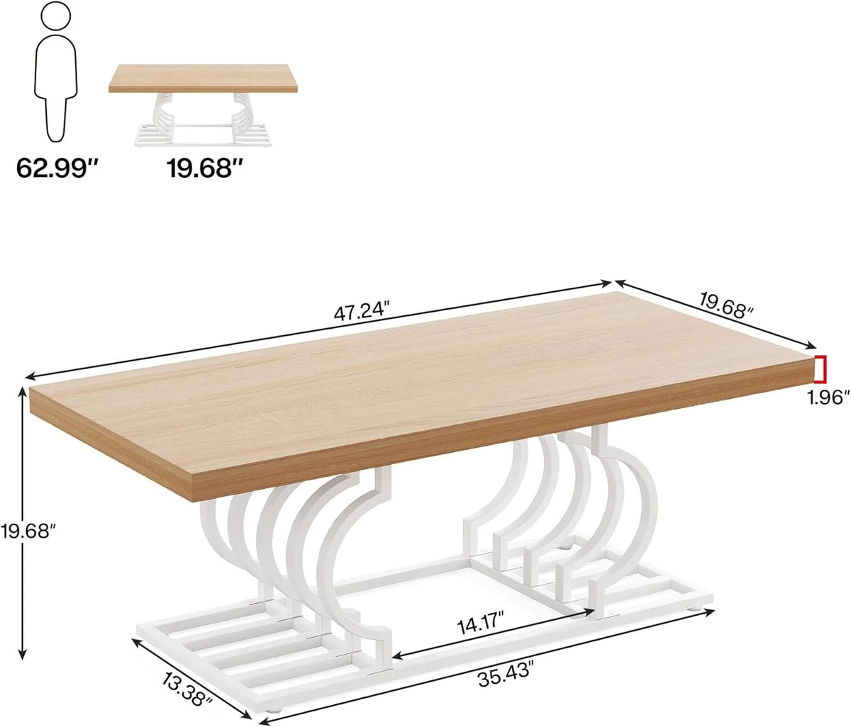 47 Inch Rustic Coffee Table with Geometric Frame R718182