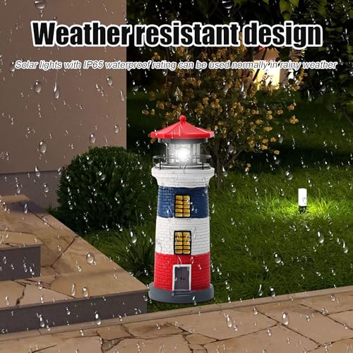 Black and White LED Solar Power Lighthouse Statue G405