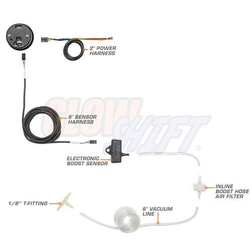 10 Color Digital 30 PSI Boost/Vacuum Gauge Kit with Electronic Pressure Sensor H819589