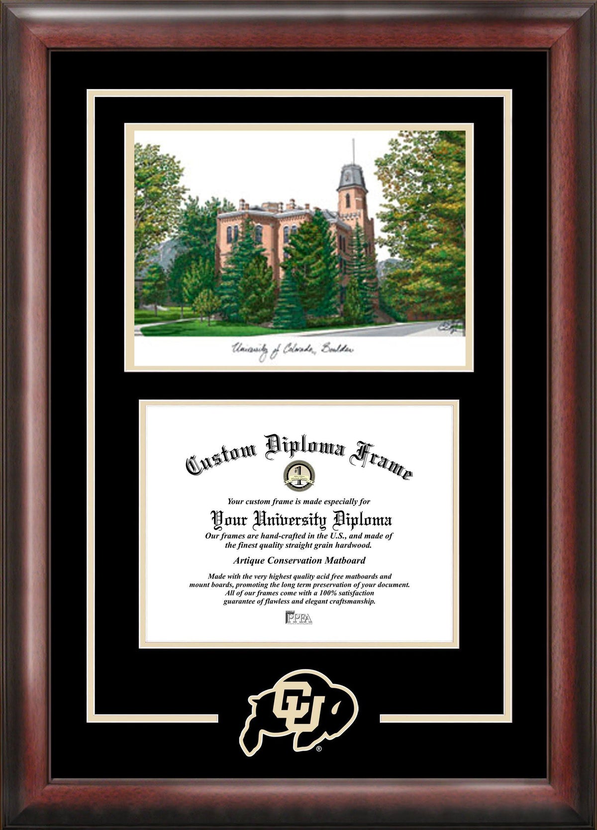 Satin Mahogany Diploma Frame with Lithograph F51626